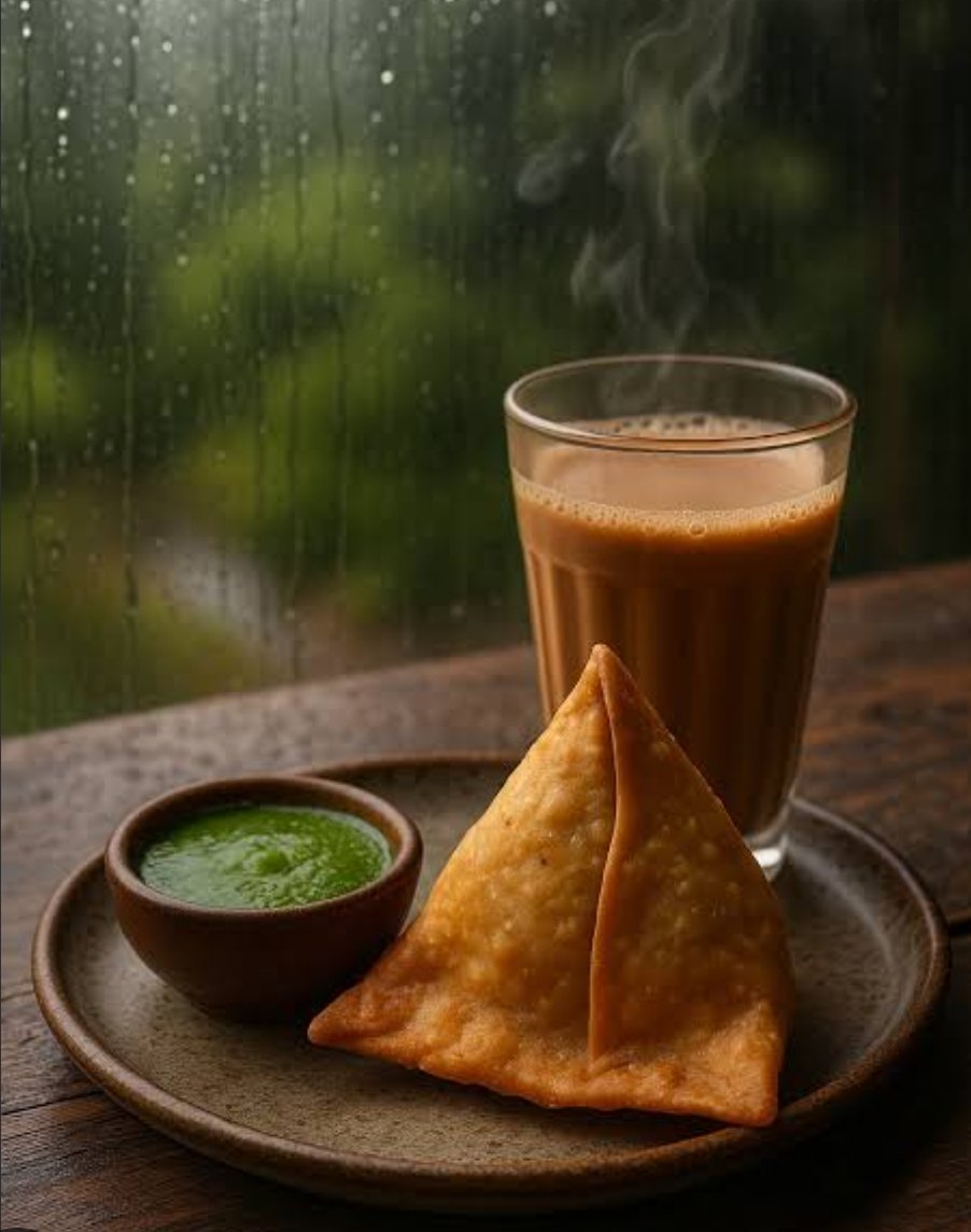 सुबह नास्ता कॉम्बो समोसा और चाय