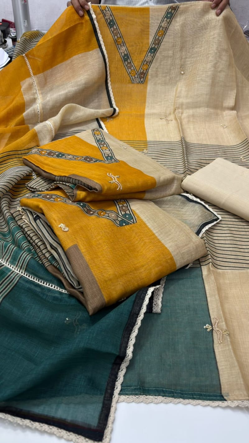Shirt : Mul Chanderi With Thread Embroidery & Bead + Sequence Work. Cotton Dupatta and Bottom