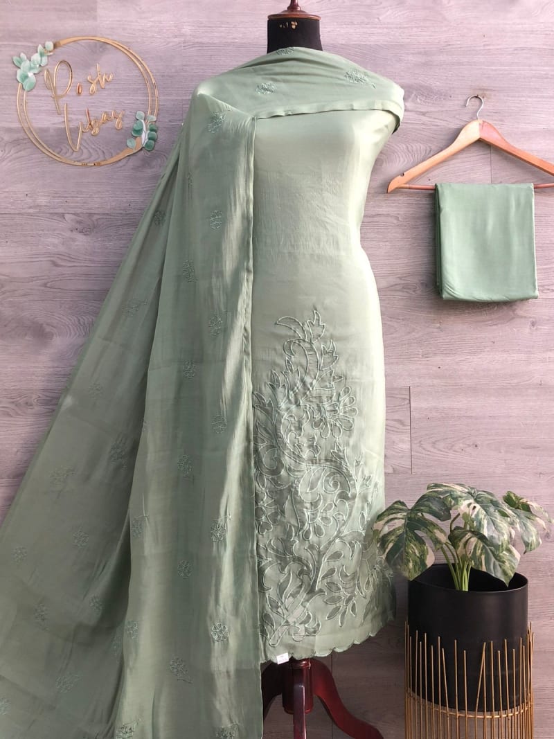 Modal Silk With Monochrome Laser work Cotton